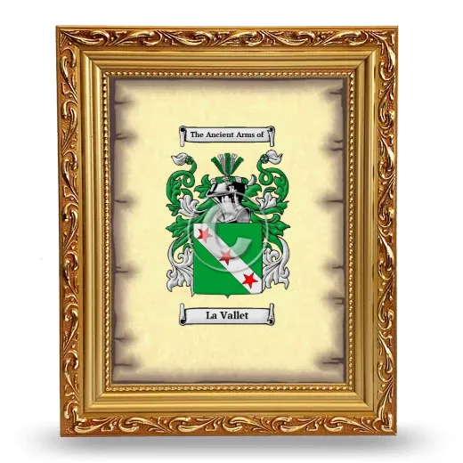 La Vallet Coat of Arms Framed - Gold