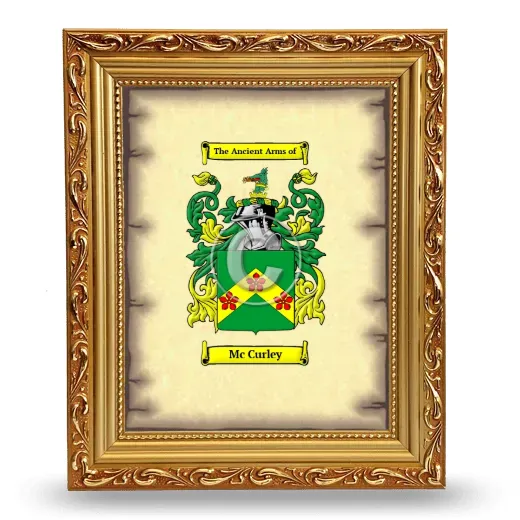 Mc Curley Coat of Arms Framed - Gold