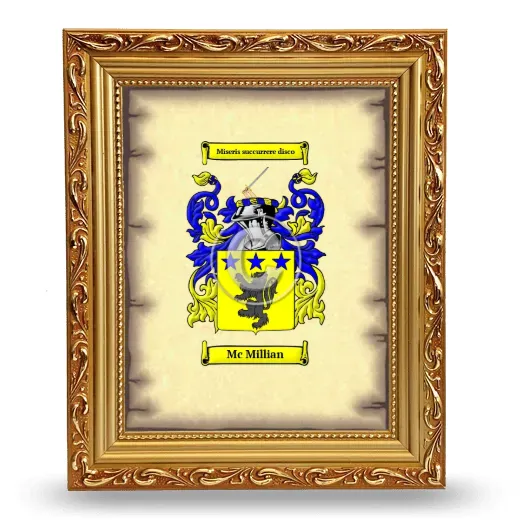 Mc Millian Coat of Arms Framed - Gold