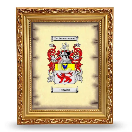 O'Bolan Coat of Arms Framed - Gold