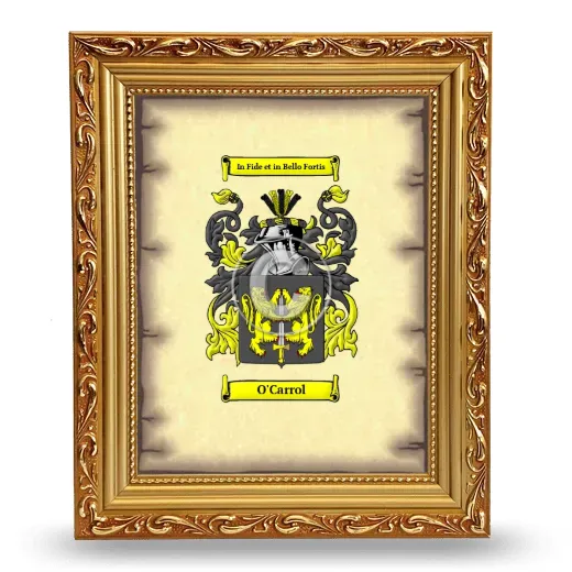 O'Carrol Coat of Arms Framed - Gold