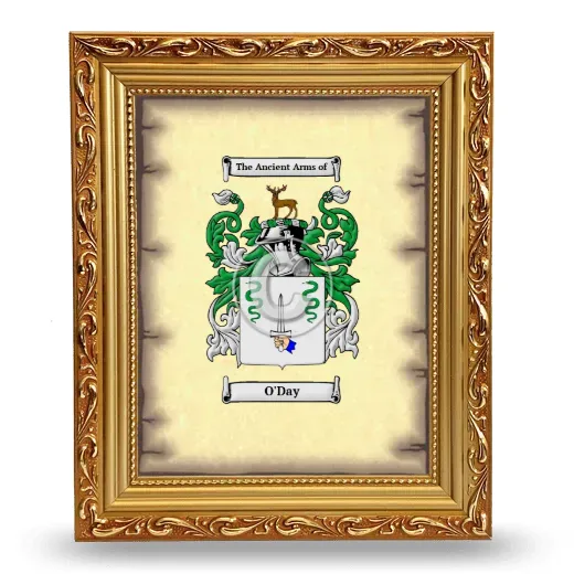 O'Day Coat of Arms Framed - Gold