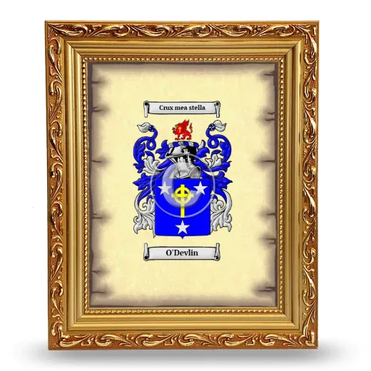 O'Devlin Coat of Arms Framed - Gold