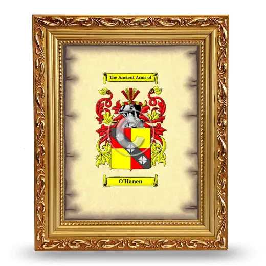 O'Hanen Coat of Arms Framed - Gold