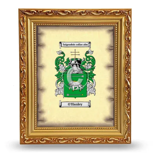 O'Hanley Coat of Arms Framed - Gold