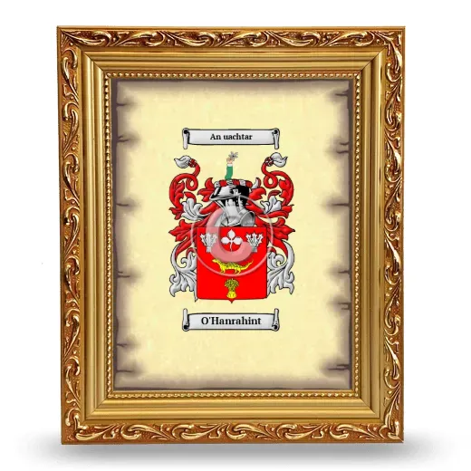 O'Hanrahint Coat of Arms Framed - Gold