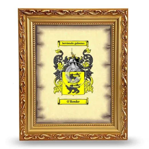 O'Rouke Coat of Arms Framed - Gold