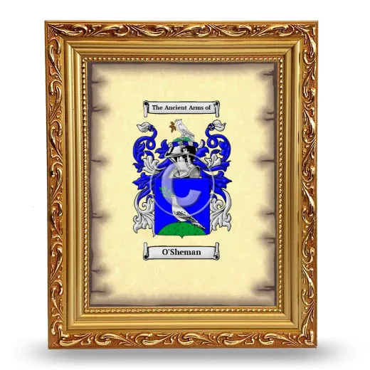 O'Sheman Coat of Arms Framed - Gold