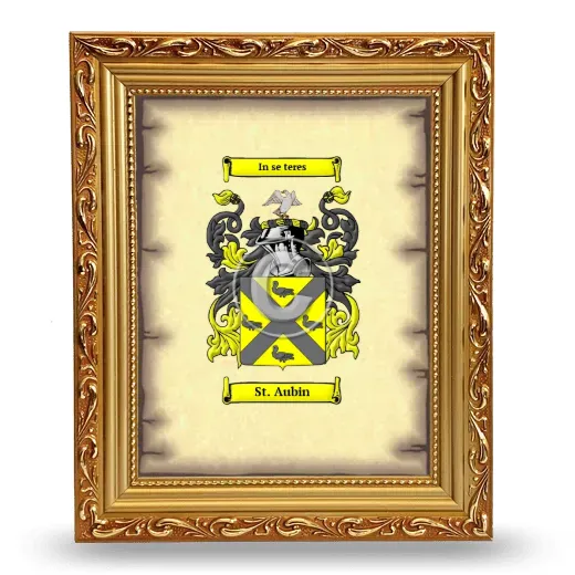 St. Aubin Coat of Arms Framed - Gold