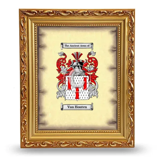 Van Houten Coat of Arms Framed - Gold