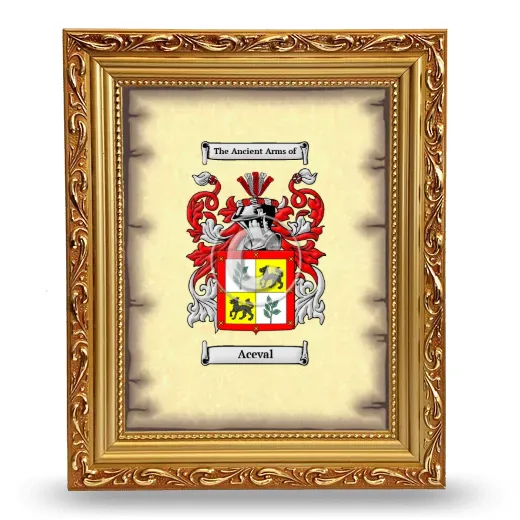 Aceval Coat of Arms Framed - Gold