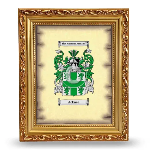 Acknee Coat of Arms Framed - Gold