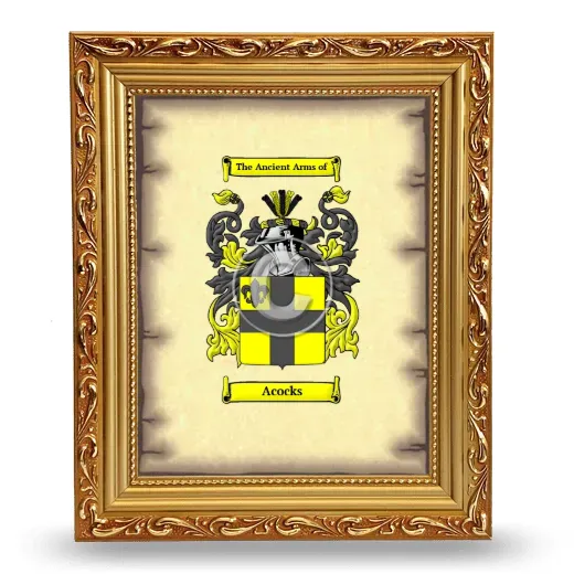 Acocks Coat of Arms Framed - Gold