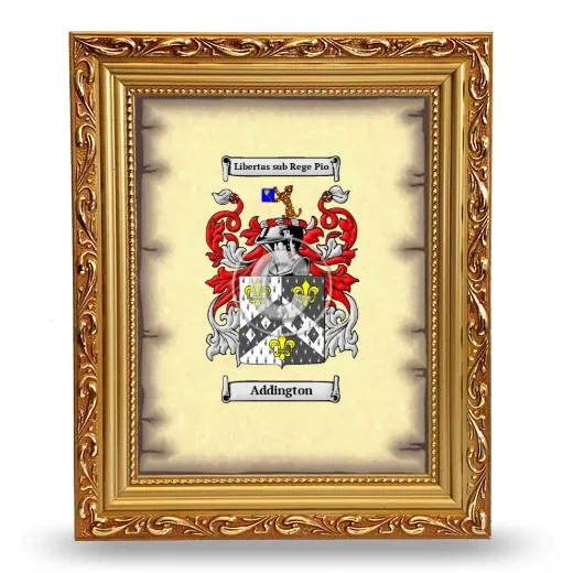 Addington Coat of Arms Framed - Gold
