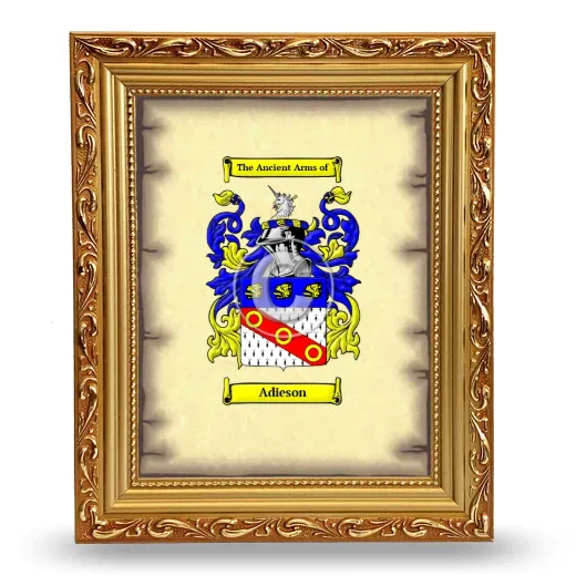 Adieson Coat of Arms Framed - Gold