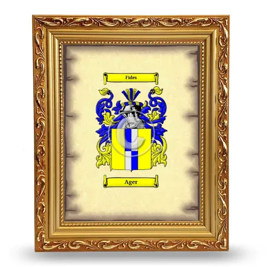 Ager Coat of Arms Framed - Gold