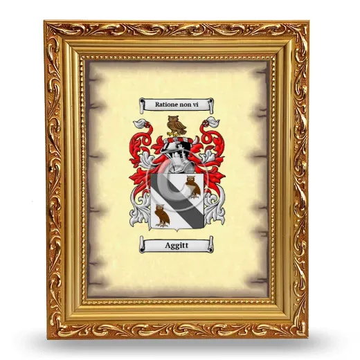 Aggitt Coat of Arms Framed - Gold