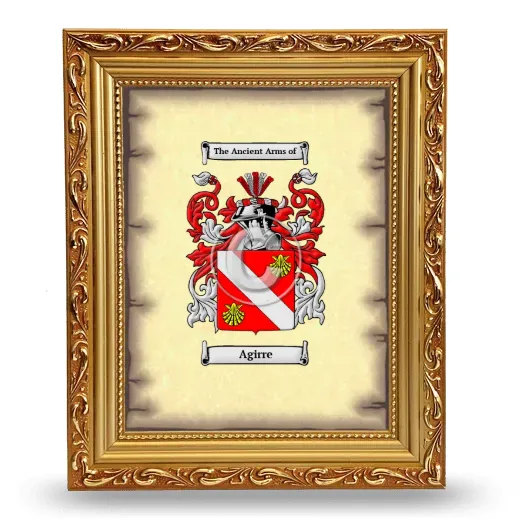 Agirre Coat of Arms Framed - Gold