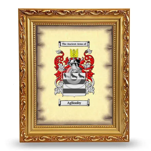 Aglionby Coat of Arms Framed - Gold