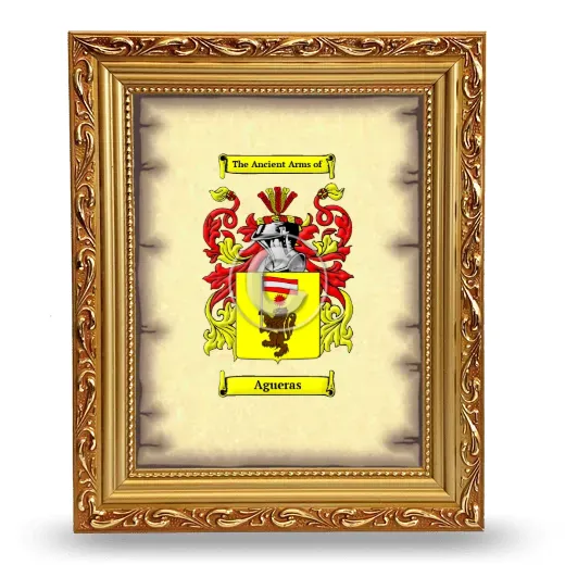 Agueras Coat of Arms Framed - Gold