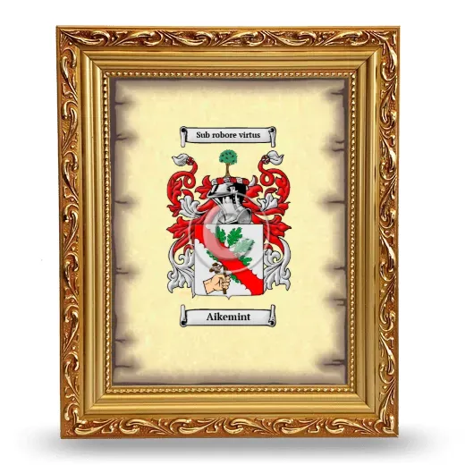 Aikemint Coat of Arms Framed - Gold