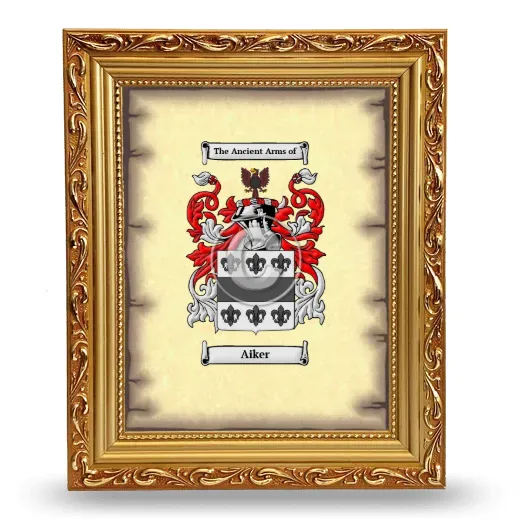 Aiker Coat of Arms Framed - Gold