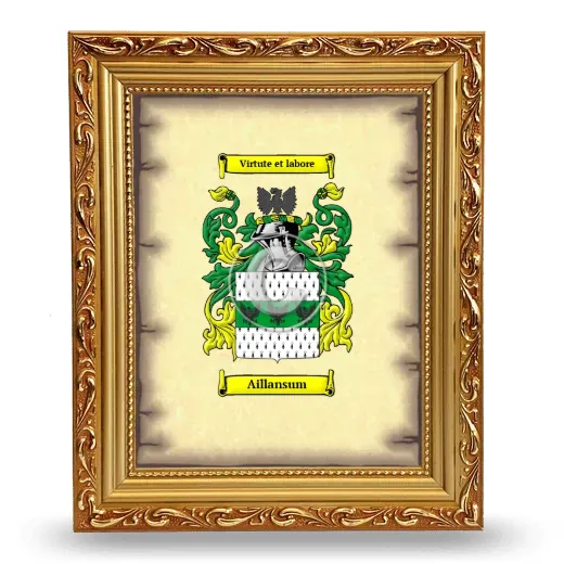 Aillansum Coat of Arms Framed - Gold