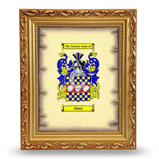 Ainey Coat of Arms Framed - Gold