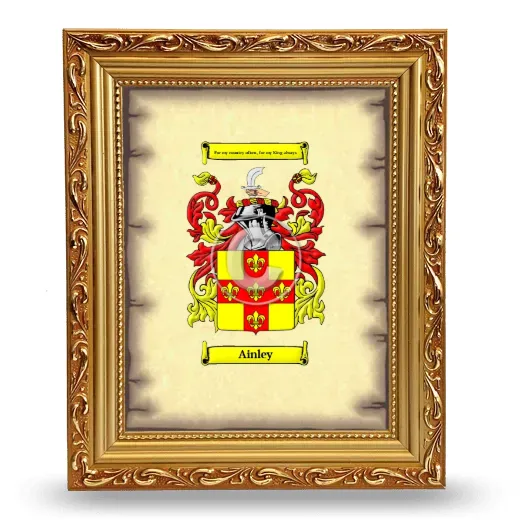 Ainley Coat of Arms Framed - Gold