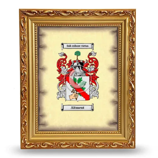 Aitment Coat of Arms Framed - Gold