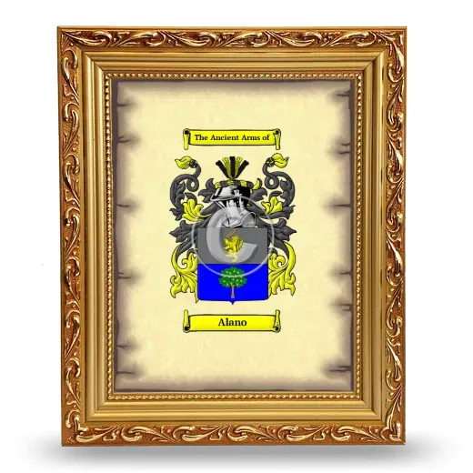 Alano Coat of Arms Framed - Gold