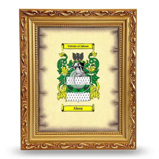 Alany Coat of Arms Framed - Gold
