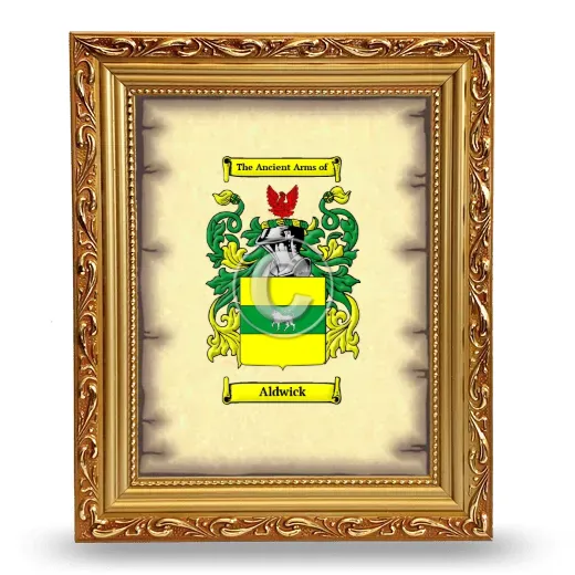 Aldwick Coat of Arms Framed - Gold