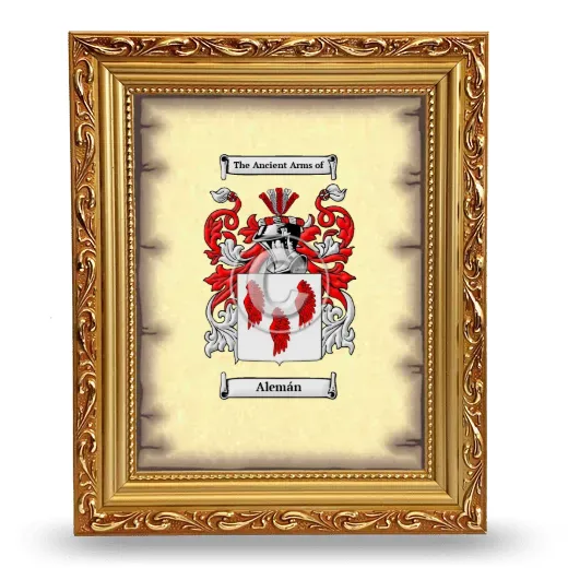 Alemán Coat of Arms Framed - Gold