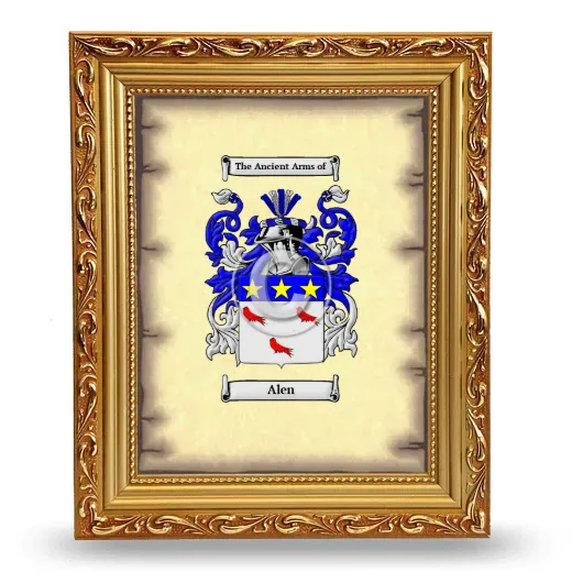 Alen Coat of Arms Framed - Gold