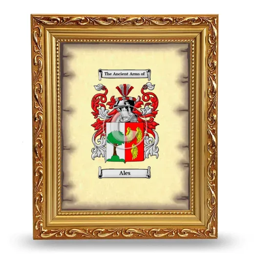 Ales Coat of Arms Framed - Gold