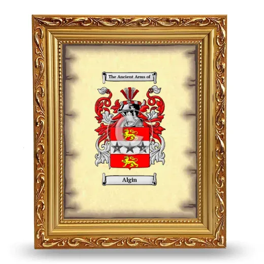 Algin Coat of Arms Framed - Gold