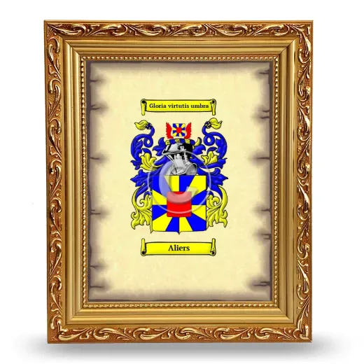 Aliers Coat of Arms Framed - Gold