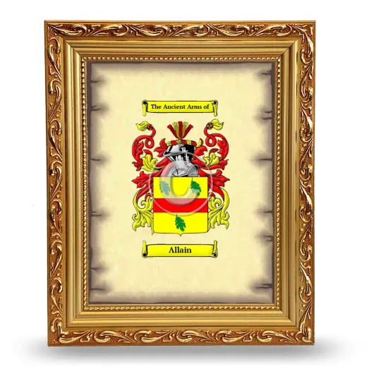Allain Coat of Arms Framed - Gold