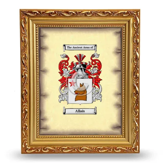 Allais Coat of Arms Framed - Gold