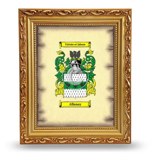 Allanay Coat of Arms Framed - Gold