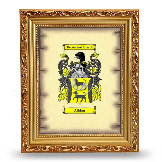 Alldan Coat of Arms Framed - Gold