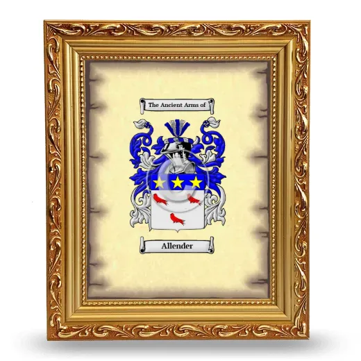 Allender Coat of Arms Framed - Gold