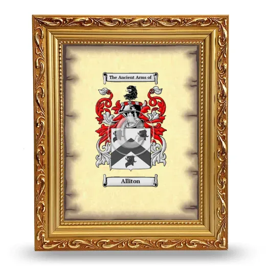 Alliton Coat of Arms Framed - Gold