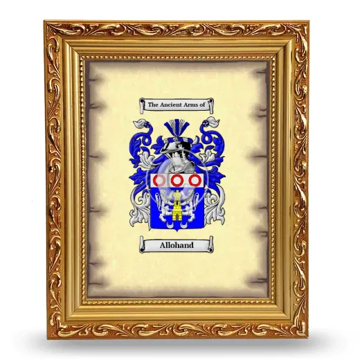 Allohand Coat of Arms Framed - Gold
