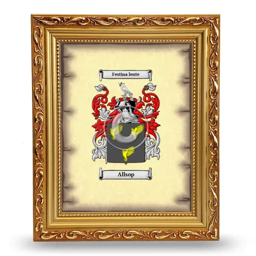 Allsop Coat of Arms Framed - Gold