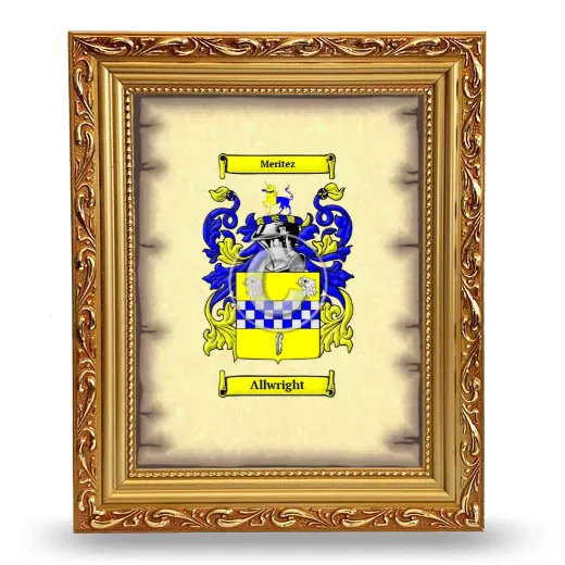 Allwright Coat of Arms Framed - Gold