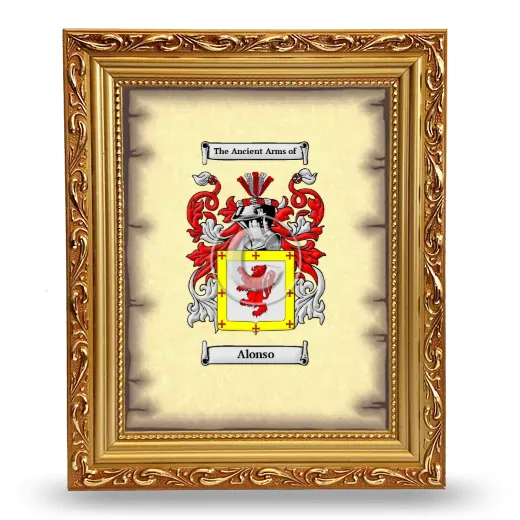 Alonso Coat of Arms Framed - Gold