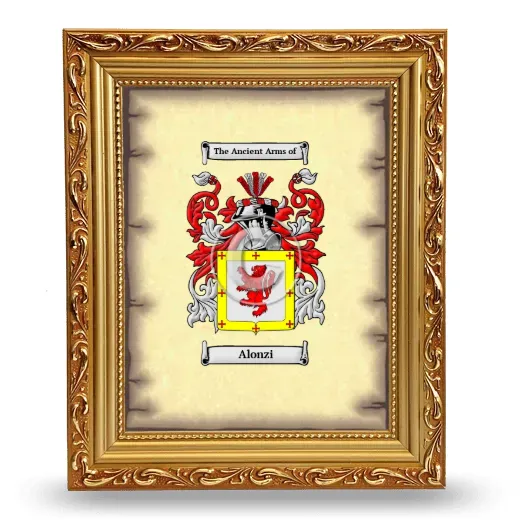 Alonzi Coat of Arms Framed - Gold
