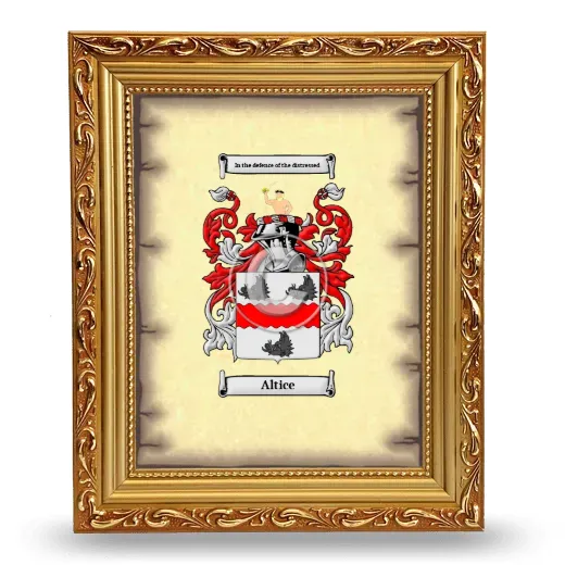 Altice Coat of Arms Framed - Gold